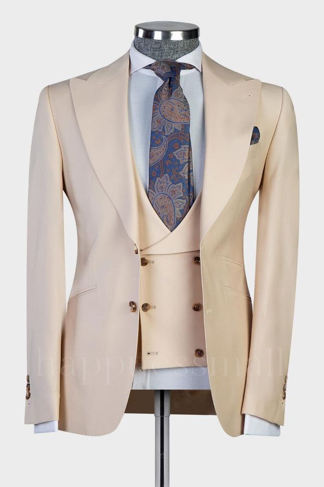 Chic Champagne Colored Lapel Fitting Men'S Business Suit | Happnessmall