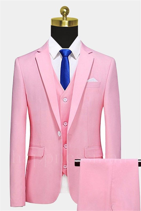 Wilder Light Pink Suits for Men with 3 Pieces | Notched Lapel Slim Fit Tuxedo