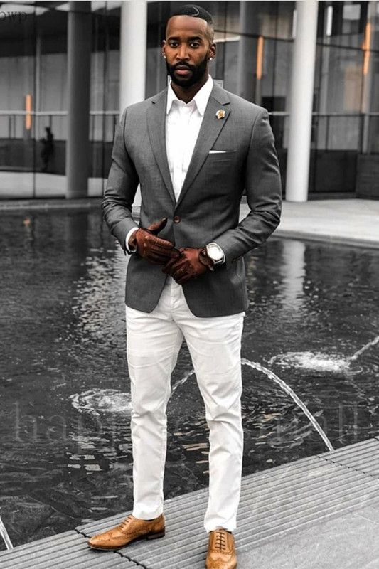 Eleni Dark Gray Fashion Notched Lapel One Button Business Formal Suits