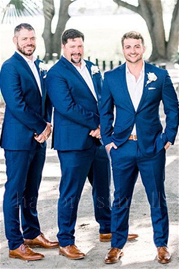 Atlas Simple Dark Blue Notched Lapel Men Suit for Groomsmen