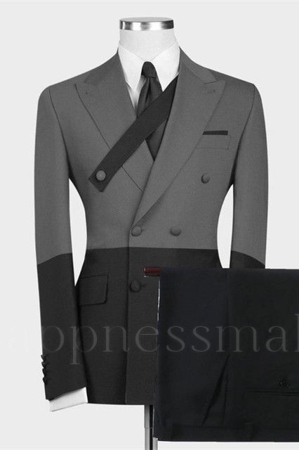 Latest Design Gray and Black Slim Fit Stylish Men Suits Online