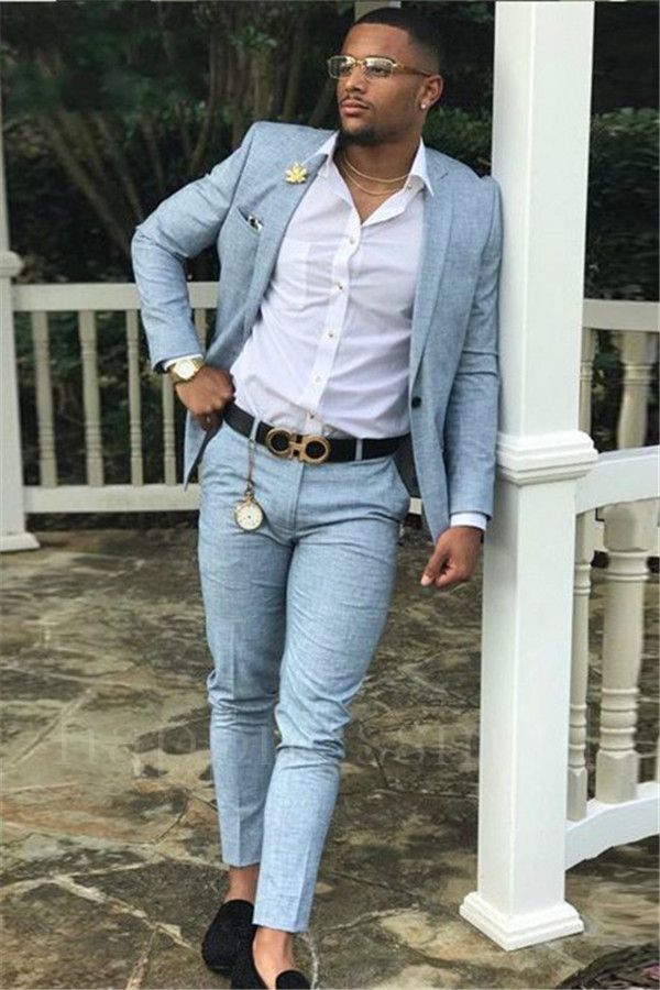 Lachlan Handsome Blue Slim Fit Notched Lapel Two Pieces Prom Men Suits