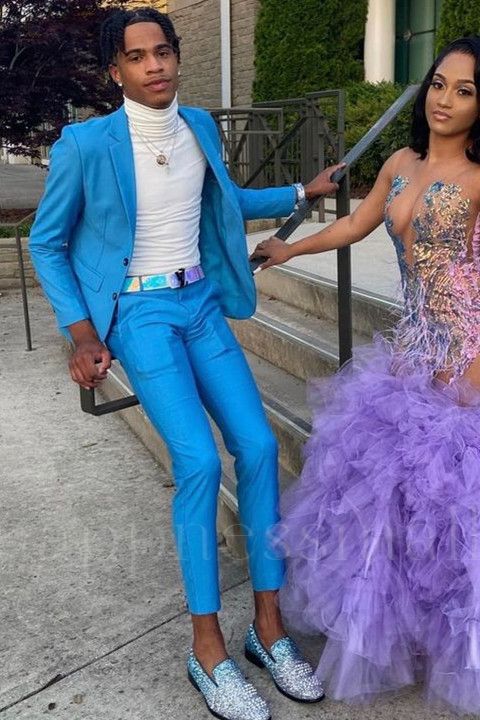 Vasilis Newest Blue Notched Lapel Two Pieces Men Suits for Prom