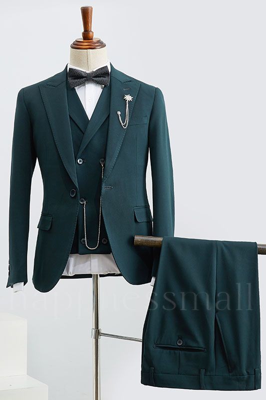 Xanthe New Arrival Dark Green 3 Pieces Slim Fit Tailored Suit For Business