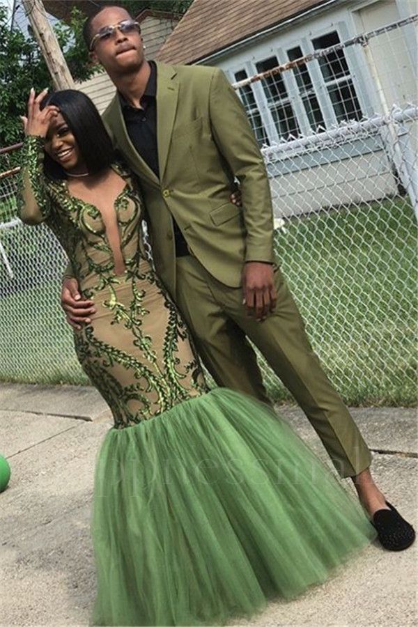 Stellan Smart Green Two Piece Slim Fit Men's Prom Outfits