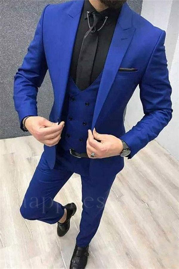 Jaxon New Arrival Royal Blue Peak Lapel Men Tuxedo | Prom Men Suits with 3 Pieces