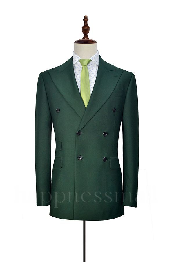 Chic Dark Green Double Breasted Mens Suits for Formal