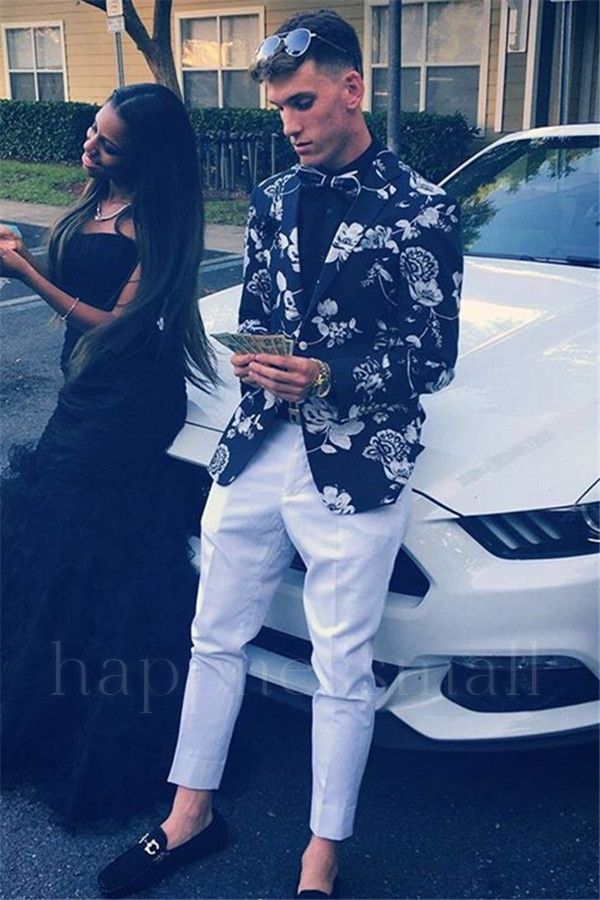 Jethro Newest Printed Two Piece Notch Lapel Prom Suit for Men