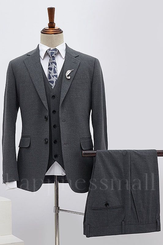 Maverick Gentle Dark Gray 3 Pieces Slim Fit Custom Formal Menswear