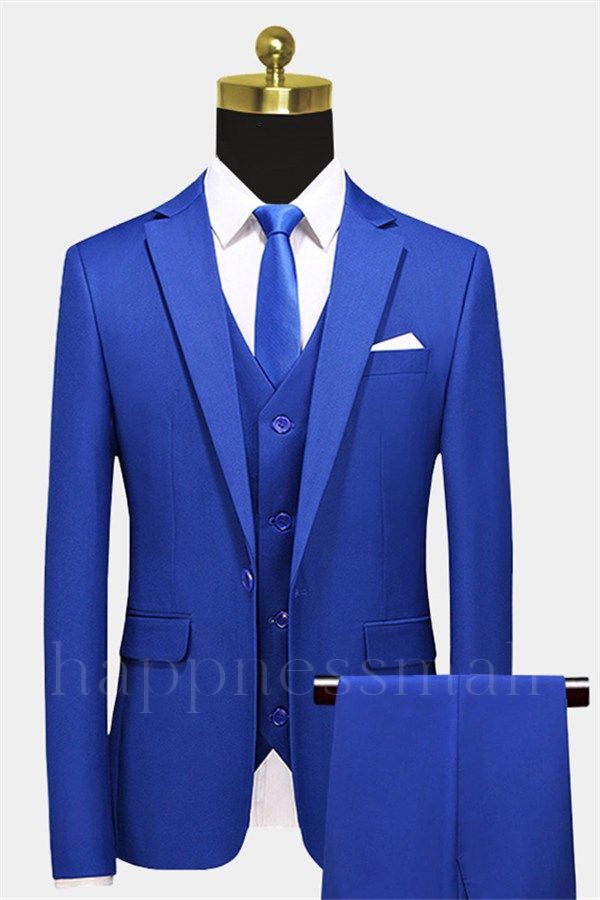 Wilder Newest Royal Blue 3 Pieces Notched Lapel Prom Suits