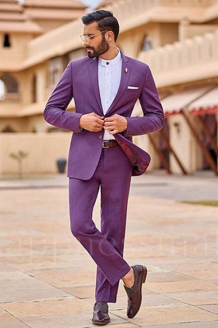 Happnessmall Popular Purple Slim Fit Notched Lapel Bespoke Prom Suit for Men