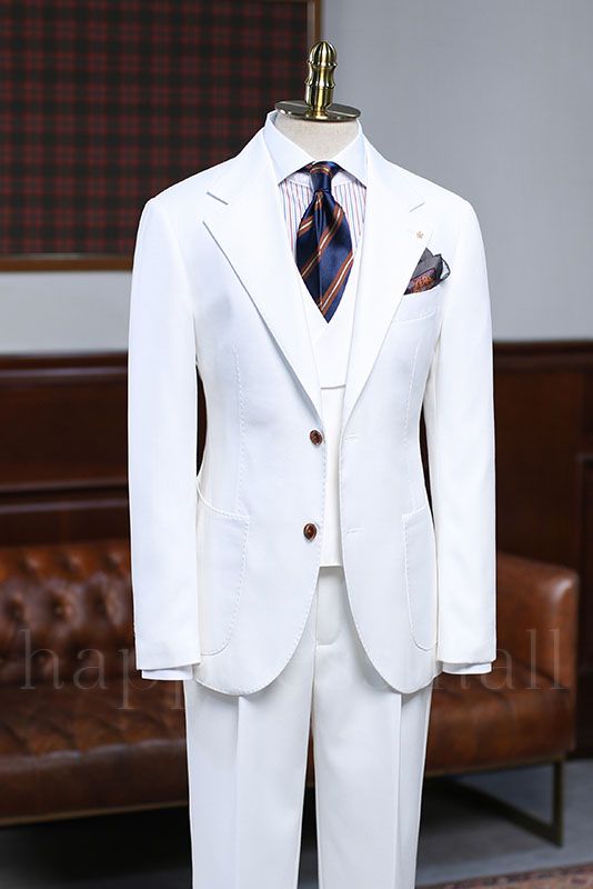 Kaida Classical White 3 Pieces Slim Fit Custom Business Suit