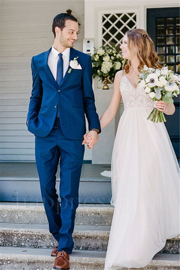 Magnus Elegant Royal Blue Notched Lapel Wedding Groom Men Suit