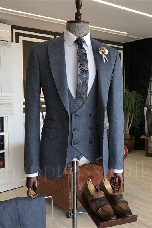 Phoenix Handsome Dark Grey Slim fit Three Pieces Men's Suits