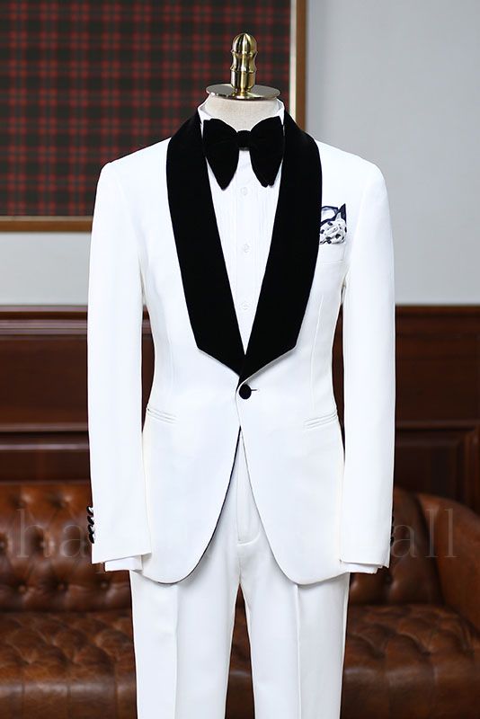Julien Advanced White Slim Fit Bespoke Wedding Suit For Grooms