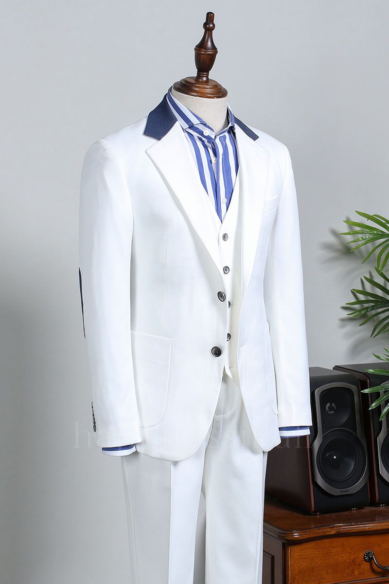 Fang New Arrival Formal White 3 Pieces Slim Fit Tailored Business Suit