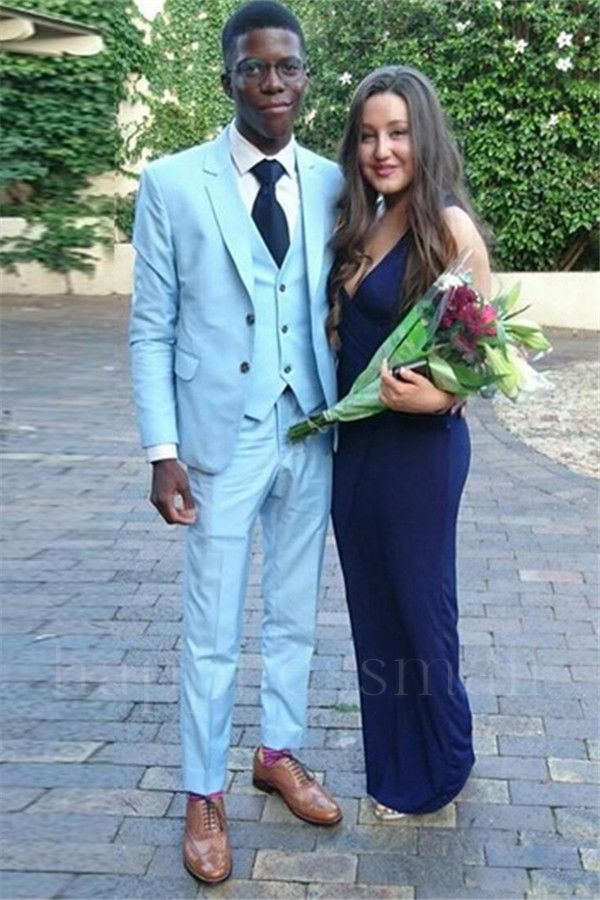 Hugo Stylish Blue Slim Fit Three-Piece Men's Prom Suits