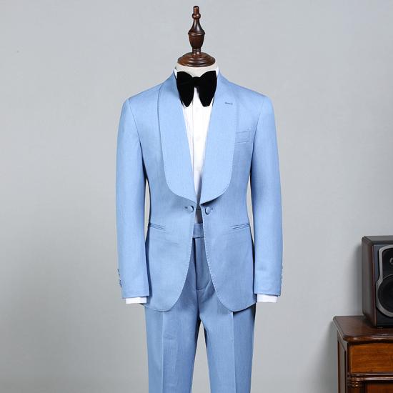 Daniel New Fashion Sky Blue One Button Wedding Suit For Grooms_2
