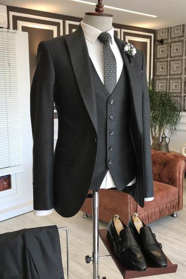 Harper Classic Black 3-Pieces Double Breasted Waistcoat Bespoke Business Suits For Men_1