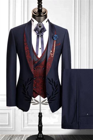 Gorgeous Navy Blue 3 Pieces Mens Tuxedo | Bridesgroom Suit Dinner Party Fitting Suit