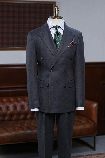 Pierre Modern Black Peaked Lapel Double Breasted Slim Fit Tailored Suit