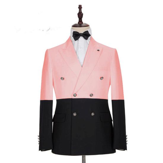Unique Pink Double Breasted Slim Fit Fashion Men Suits for Prom_2