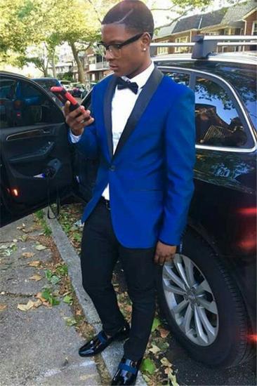 Gideon Stylish Royal Blue One Button Shawl Lapel Prom Outfit_1