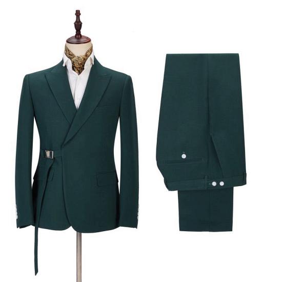 Modern Dark Green Peaked Lapel Bespoke Prom Suits_2