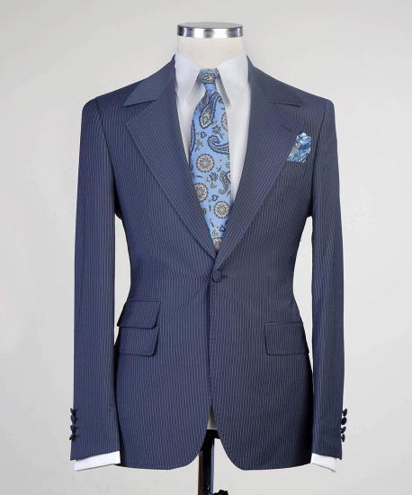 Ryker Lastest Navy Narrow Stripe Notched Lapel Three Pieces Men Suits_4