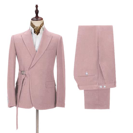 Fashion Pink Men's Casual Suit for Prom | Buckle Button Formal Groomsmen Suit for Wedding_2