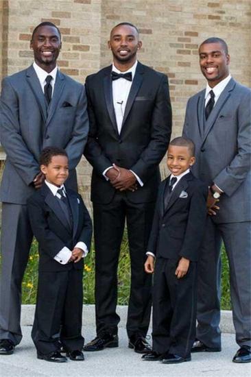 Maximus Classic Black Two Piece Wedding Groom Suit with Silk Lapel_1