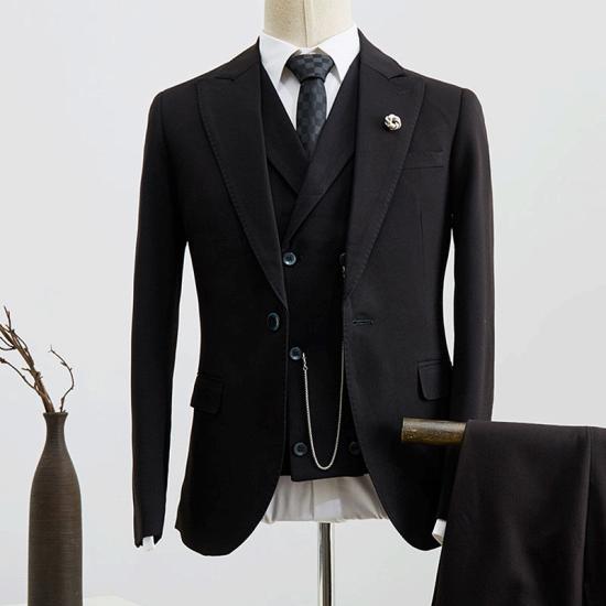 Nathaniel Gentle All Black 3 Pieces Slim Fit Custom Formal Menswear_2