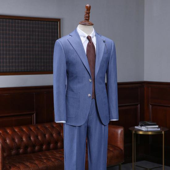 Lilith Fashion Blue 2 Pieces Notched Lapel Slim Fit Tailored Business Suit_2