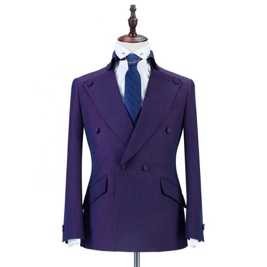 Latest Design Peaked Lapel Double Breasted Fashion Men Suits_3