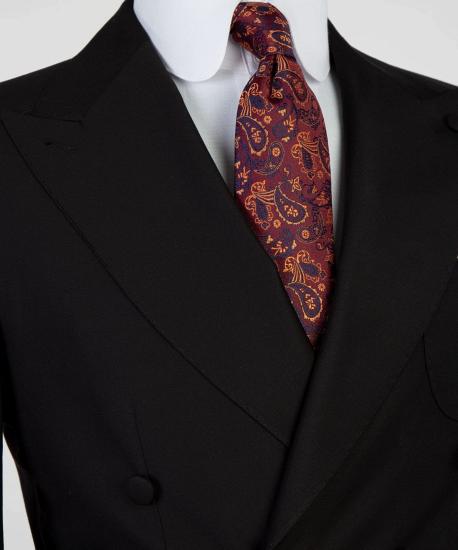 Artemis Classic Black Double Breasted Peaked Lapel Business Men Suits_2
