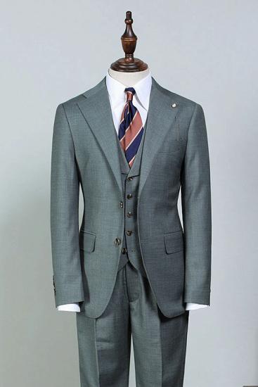 Nero Traditional Dark Gray Small Plaid 3 Pieces Slim Fit Business Suit_1