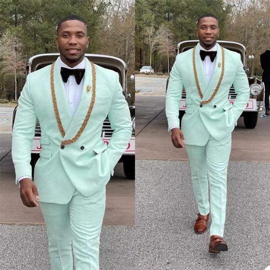 Daniel Special Design Mint Green Double Breasted Shawl Lapel Wedding Suits For Men_2