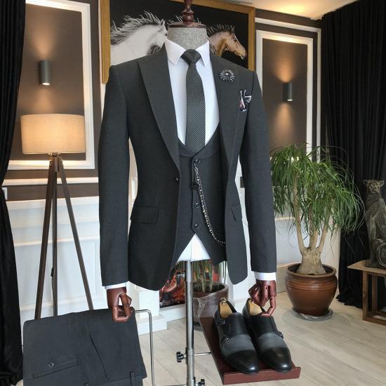 Vasilis Stylish Formal Peaked Lapel One Button 2 Flaps Business Suits For Men_2