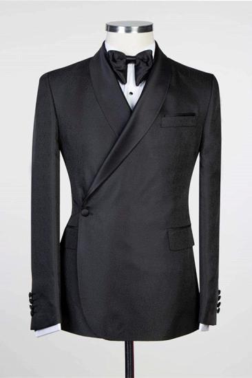 Fashion Simple Black Shawl Lapel Men Suits for Wedding_1