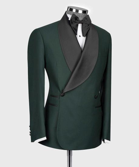 Greyson High Quality Green Double Breasted Shawl Lapel Men Wedding Suits_2