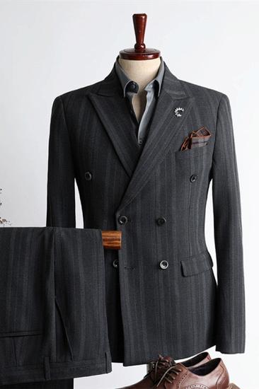Stylish Double Breasted Stripe Two Pieces Men Suits For Business | happnessmall