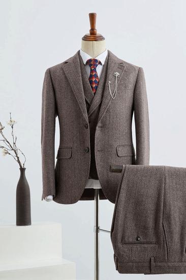 Cordelia Latest Design Coffee Striped Slim Fit Tailored Business Suit For Men