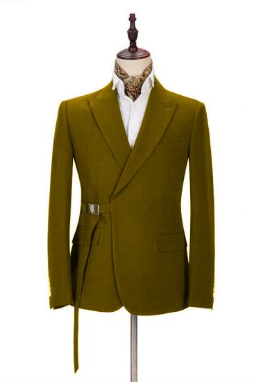 Latest Design Slim Fit Peaked Lapel Two Pieces Men Suits With Adjustable Buckle
