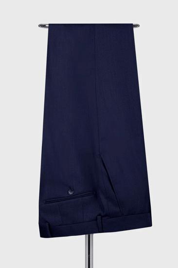 Morden Navy 3 Piece Peaked Lapel Slim Fit Men Suits With Classic Vest_5