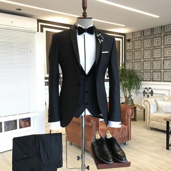 Antonia Elegant Black Notched Lapel 3-pieces Business Men Suits_2