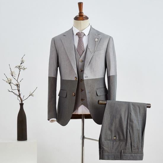 Isabella Chic Gray 3 Pieces Notched Lapel Slim Fit Business Suit_2