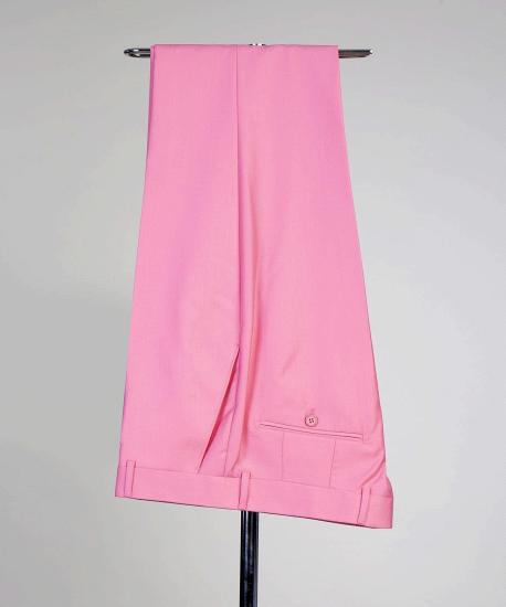 Chic Pink Fashion Double Breasted Peaked Lapel Slim Fit Men Suits_5