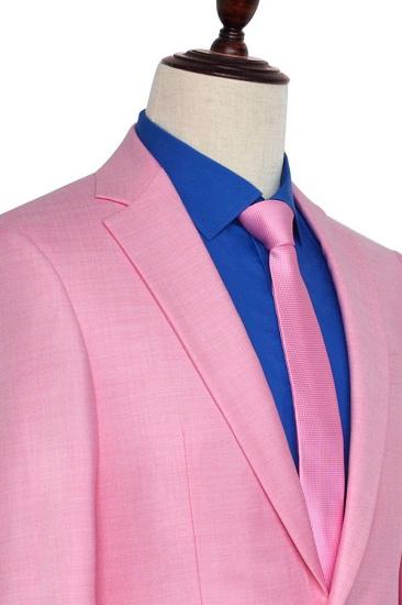 Fashion Candy Pink Three Slant Pockets Mens Suits | Fashion Business Suits for Office_5