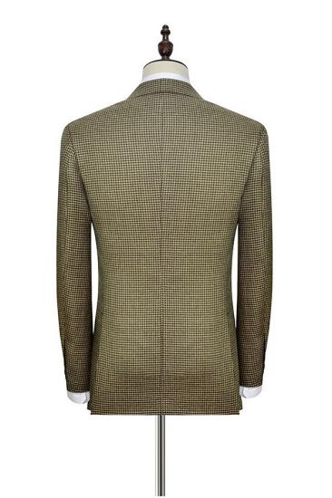 Xander Small Checked Peak Lapel Prom Suits | Knitted Button Black Wedding Suits for Men_5