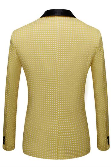 Chic Yellow Dot Shawl Lapel Wedding Groom Suits for Sale_2